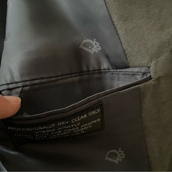 Vintage Christian Dior Gray Suede Jacket Lined Blazer Sports Coat Men's 44S - Picture 10 of 16